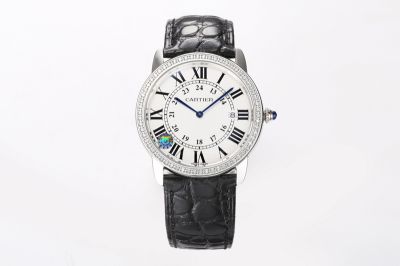 Cartier Ronde De Quartz Movement 36mm for Large 29.5mm for Small Italian Calfksin Leather Strap Replica Watch